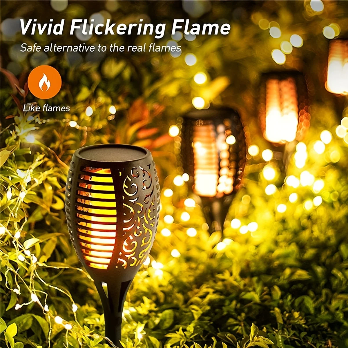12LED Solar Flame Torch Light Flickering Light Waterproof Garden Decoration Outdoor Lawn Path Yard Patio Floor Lamp. 