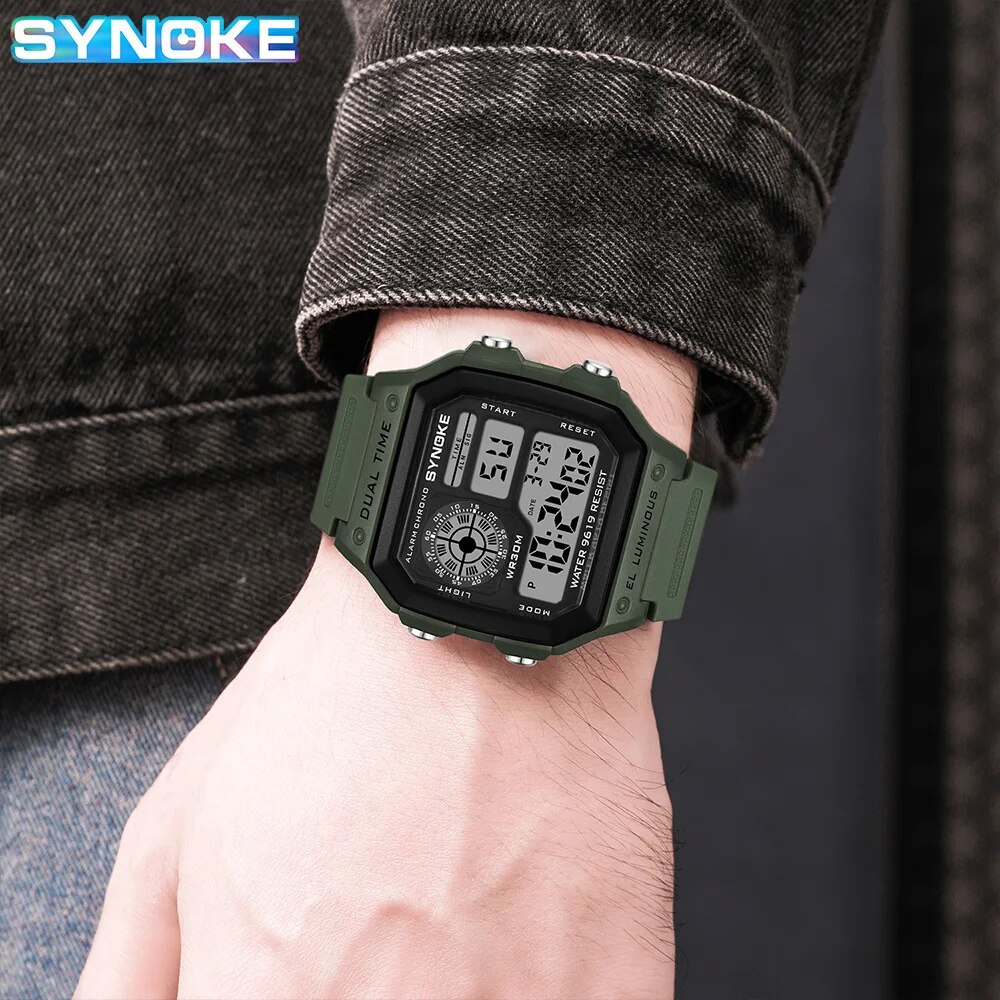 SYNOKE Digital Watches Men Sports Luminous Multifunction Waterproof Chrono Wristwatch Outdoor and Running Student Seven Light. 