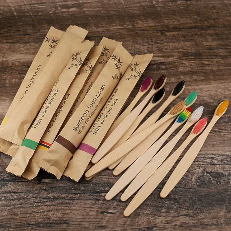 Bamboo Toothbrushes 5/10/12Pcs Eco Friendly Resuable Toothbrush Adult Wooden Soft Tooth Brush Cconvenient