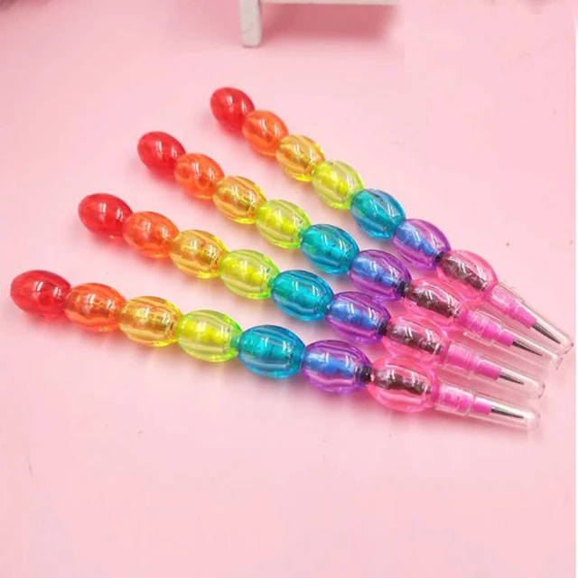 4 pcs Stackable Pencils Colored Bead Pencils Rainbow Buildable Pencil Writing Drawing Pencils Stationery Supplies Party Favors Non-sharpening Pencils. 