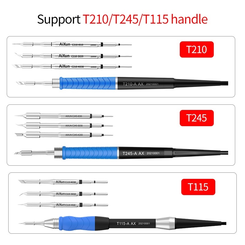 AIXUN Soldering Iron Handle C210 C115 C245 Solder Station Heating Element Parts T3B T3A K Head JBC DIY Kit. 