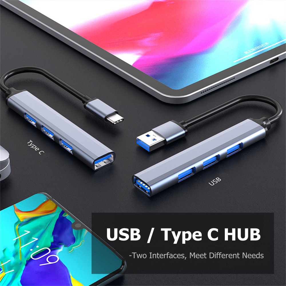 Aluminum Alloy Splitter Multi-function One Drag Four Hubs Hub Expander High-speed Computer Multi Interface Dock