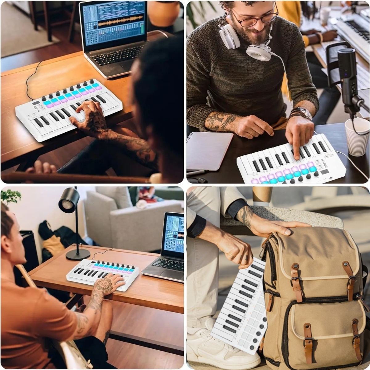 M-VAVE SMK-25 II MIDI Pad Controller Keyboard USB Mini 25 Key,16 RGB Drum Pads,8 Knobs and Music Production,Software Included. 