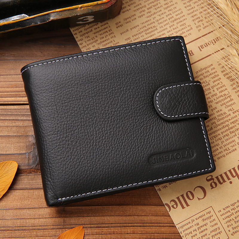 JINBAOLAI Leather Men Wallets Cow Leather Solid Sample Style Zipper Purse Man Card Horders Famous Brand High Quality Male Wallet. 
