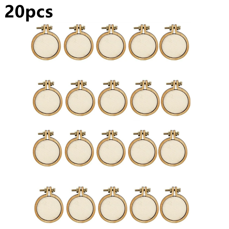 10x 20x Mini Embroidery Hoop Ring Wooden Cross Stitch Frame Handmade Pendant Crafts Embroidery Circle Sewing Kit. 
