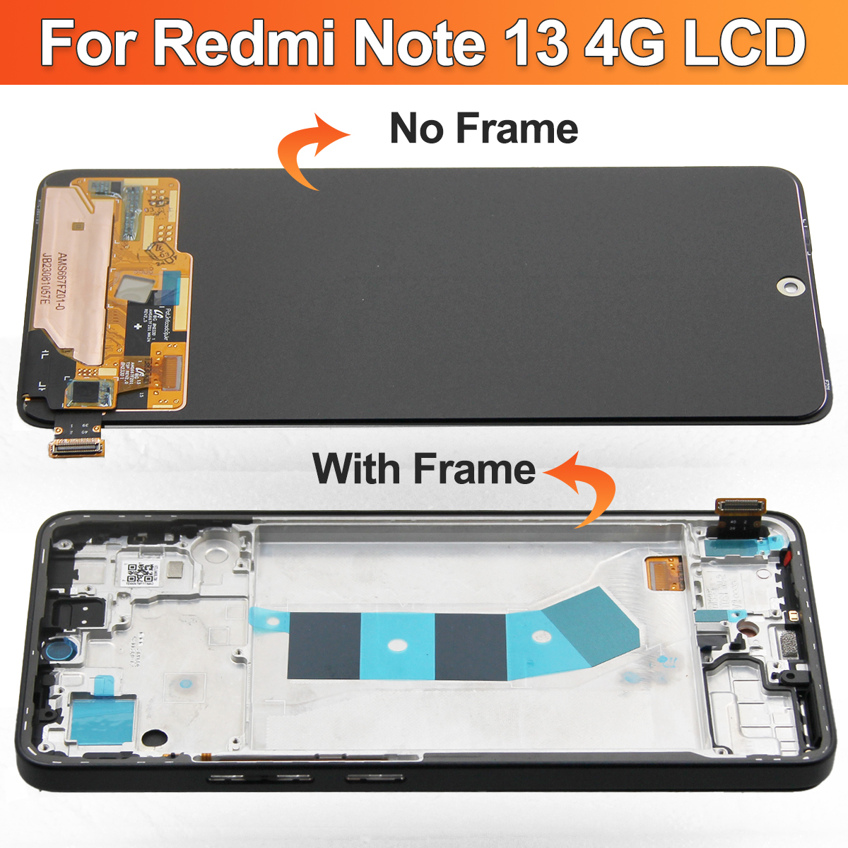 6.67'' AMOLED For Xiaomi Redmi Note 13 4G LCD 23129RAA4G Display With Frame Touch Screen Digitizer Assembly Replacement. 