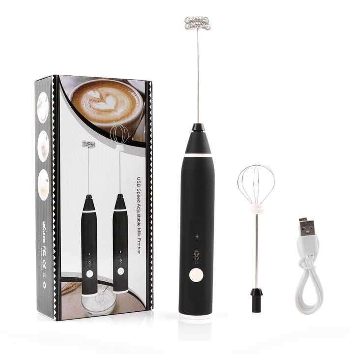 Milk Frother Handheld, USB Rechargeable Electric Foam Maker for Coffee, 3  Speeds Mini Milk Foamer Drink Mixer, Silver 