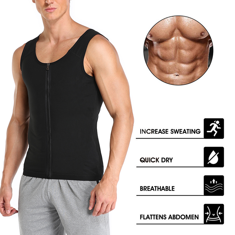Men Gynecomastia Compression Tank Top Sweat Vest Fitness Body Shaper Shirt Thermo Sauna Workout Shapewear Slimming Fat Burner. 