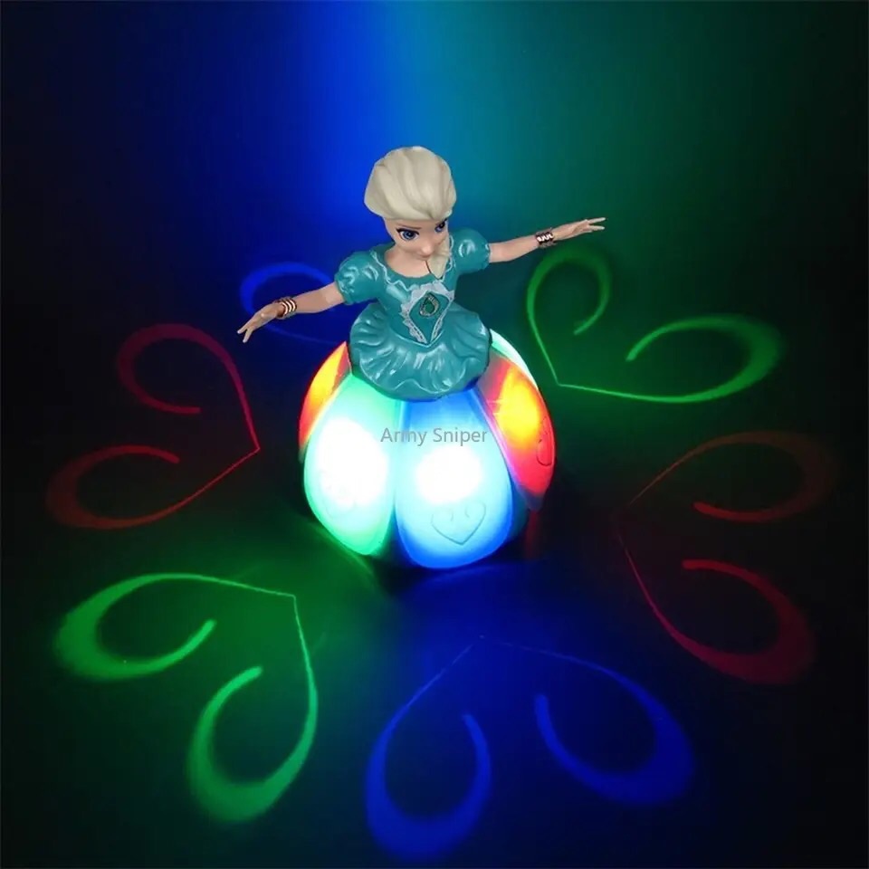 Princess Frozen Cartoon Animation Figure Elsa Doll Light Music Spinning Dance Dance Doll Model Funny Children's Gifts. 