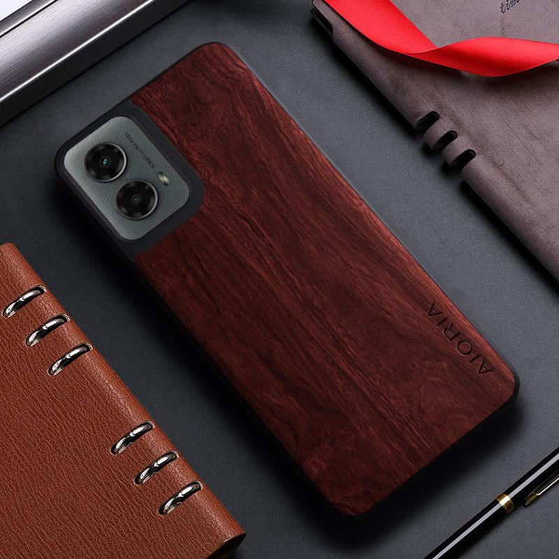 Case for Motorola G Power Stylus Play 2024 funda bamboo wood pattern Leather back cover for Moto Edge 50 pro x50 Ultra case capa. 