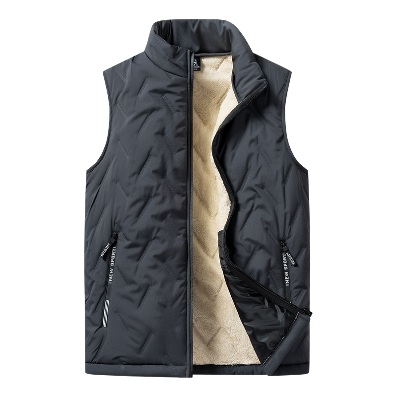 Autumn and winter fashion men's cotton vest jacket casual multifunctional plus size warm standing collar sleeveless men's top. 