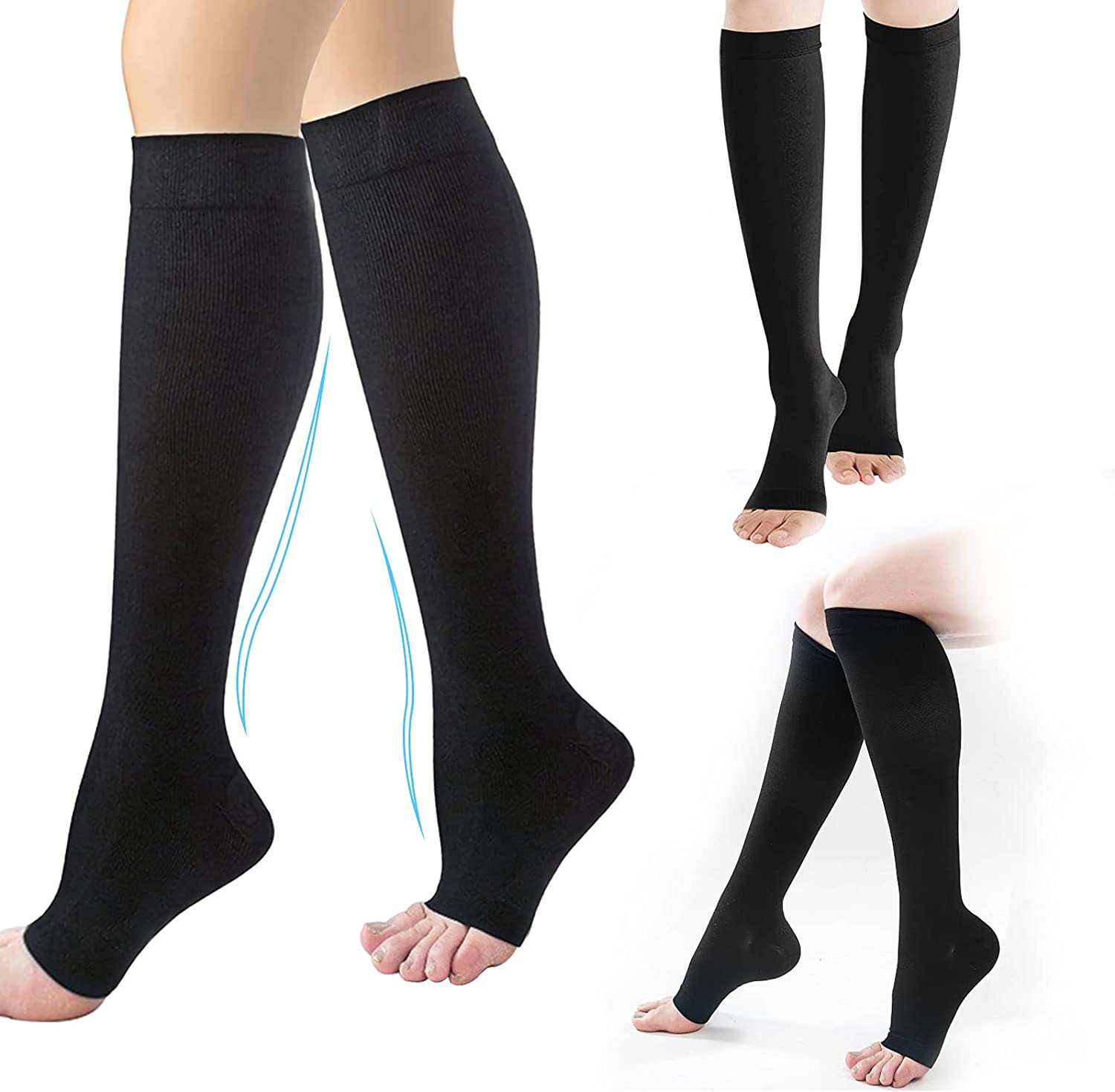 Compression Socks S-XXL Medical Prevent Varicose Veins Toeless Support Hose for Women Men 1 Pairs. 