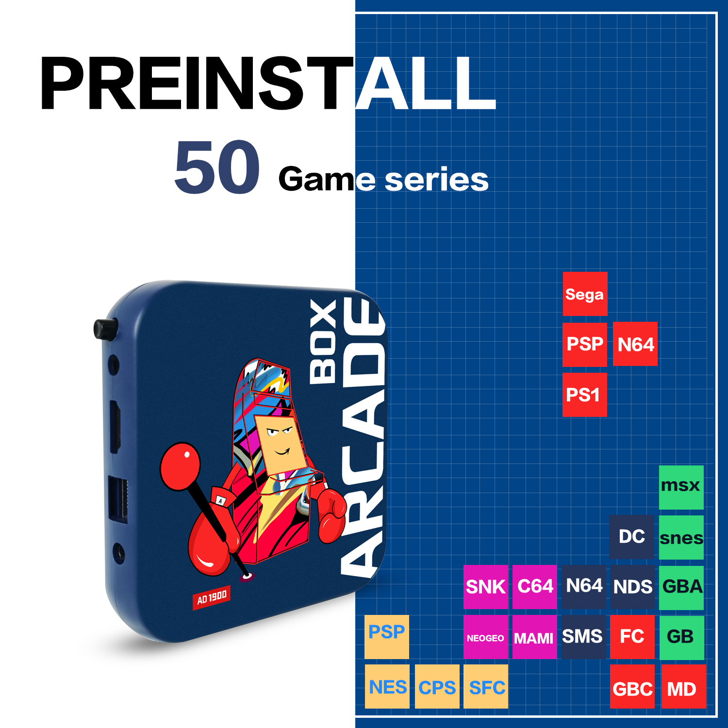Arcade Box Game Console for PS1/DC/Naomi 64GB Classic Retro 33000+ Games Super Console 4K HD Display on TV Projector Monitor. 