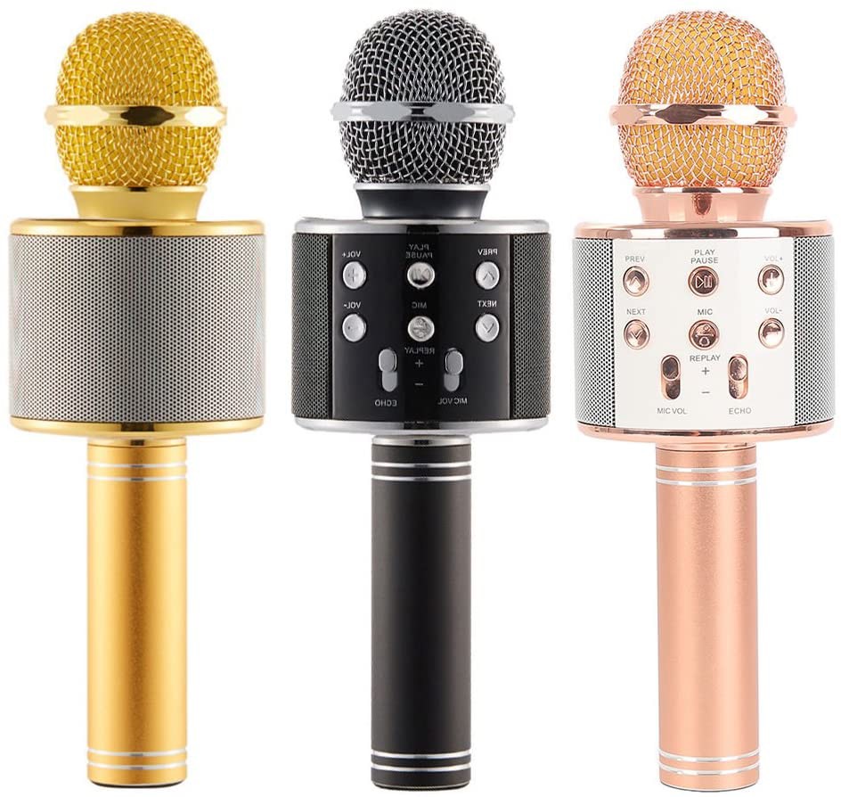 Microphone Bluetooth Wireless Karaoke Speaker Handheld Mic Ktv Party Player Portable Kids Gift