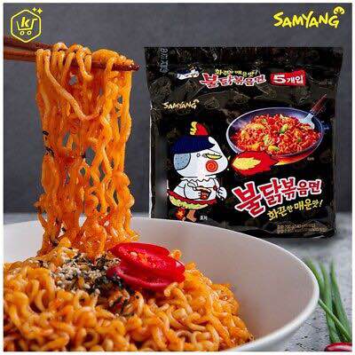 Korean [Fire Level 4x Spicy] Samyang Buldak Ramen Noodles - Hot Black Chiken Flavor Ramen Noodles. 