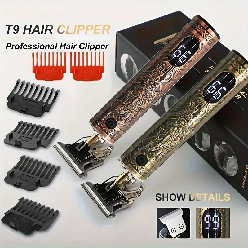 T-Blade Hair Clipper for Barbers - USB Rechargeable, Cordless Design, Precision Beard and Hair Trimming, Professional Engraving. 