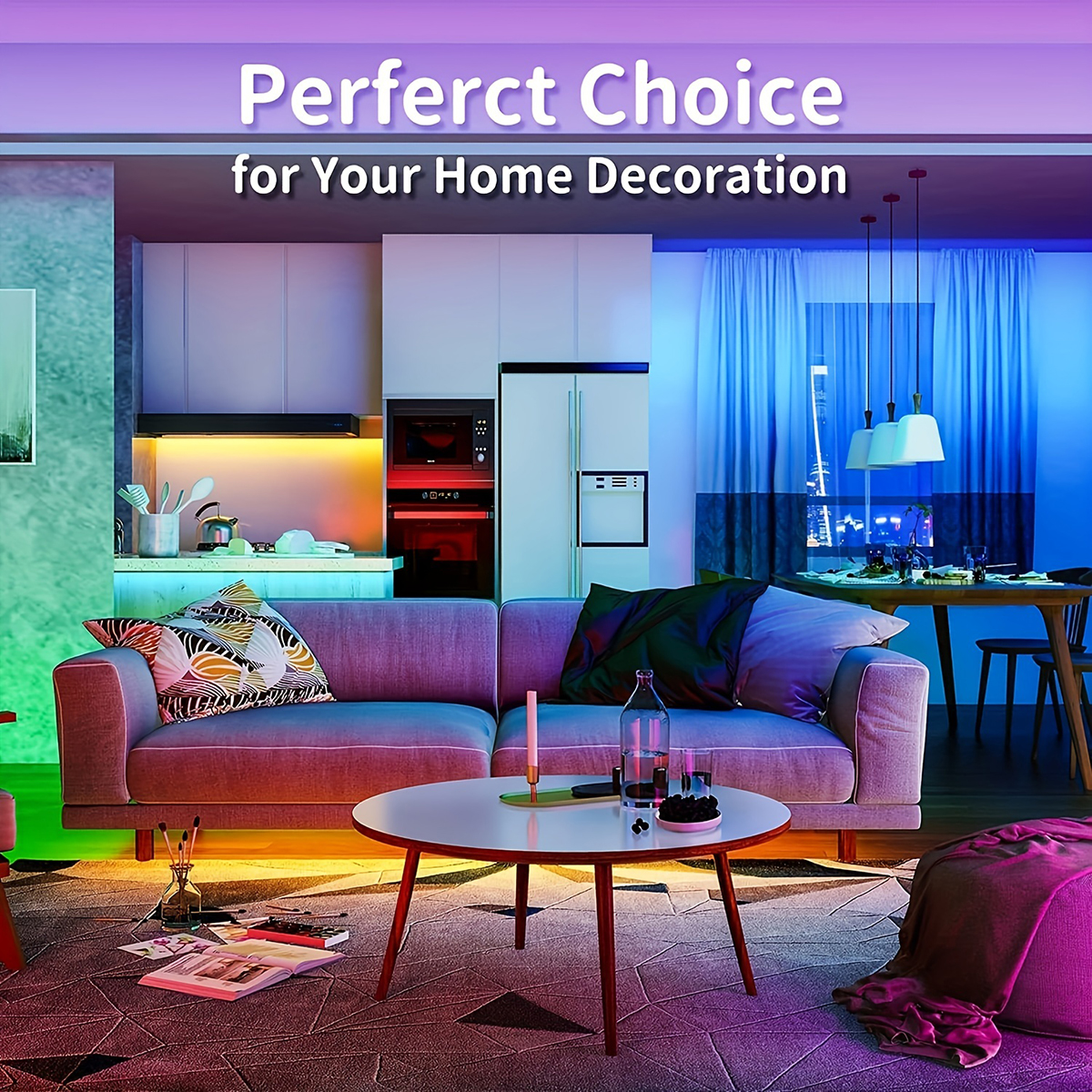 10m 20m Led Strip Lights with 44 Key Remote Control RGB Tape Led Wall ...