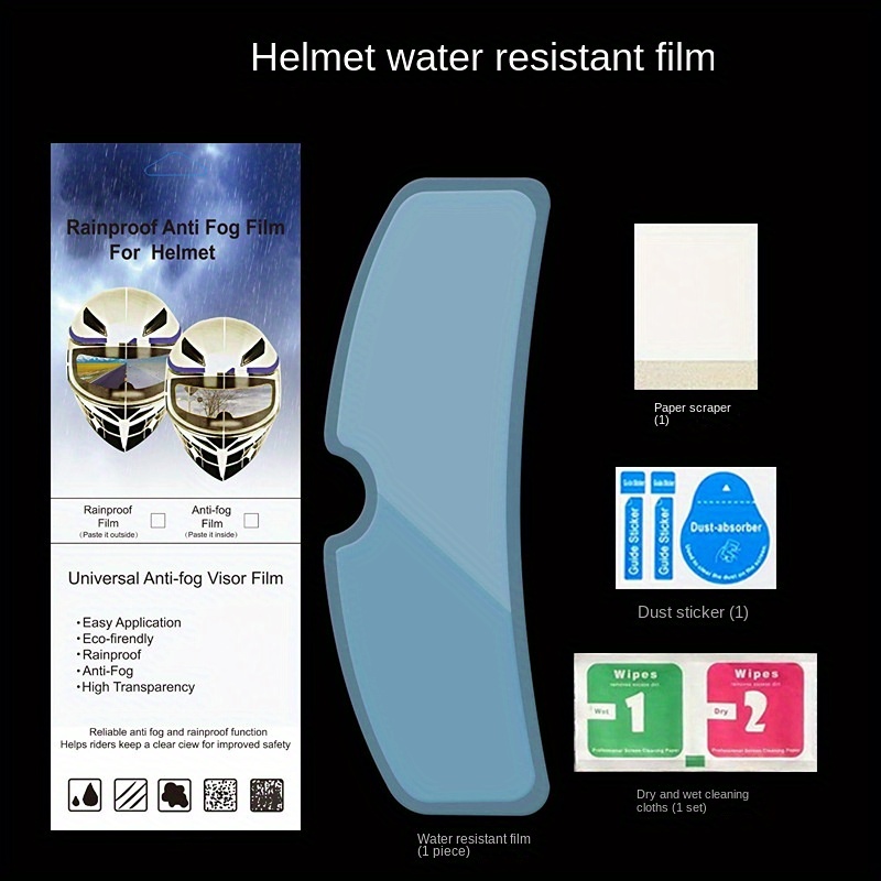 Motorcycle Helmet Waterproof Lens Film, Universal Rain & Fog Protection Film Transparent Lens Sticker Helmet Anti Fog Film Visor. 