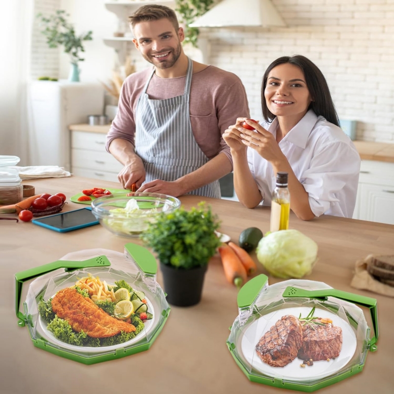 Microwave Cover for Food, Clear Microwave Splatter Cover with Water Storage Box, Upgraded Handle and Steam Vents. 