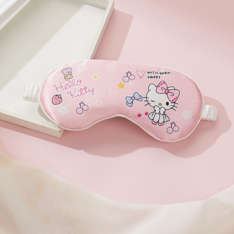 Sanrio Anime Hello Kitty Kulomi Silk Sleep Cartoon Eye Mask Travel Eye Protection Breathable Fatigue Relief Kawaii Girl Gift. 