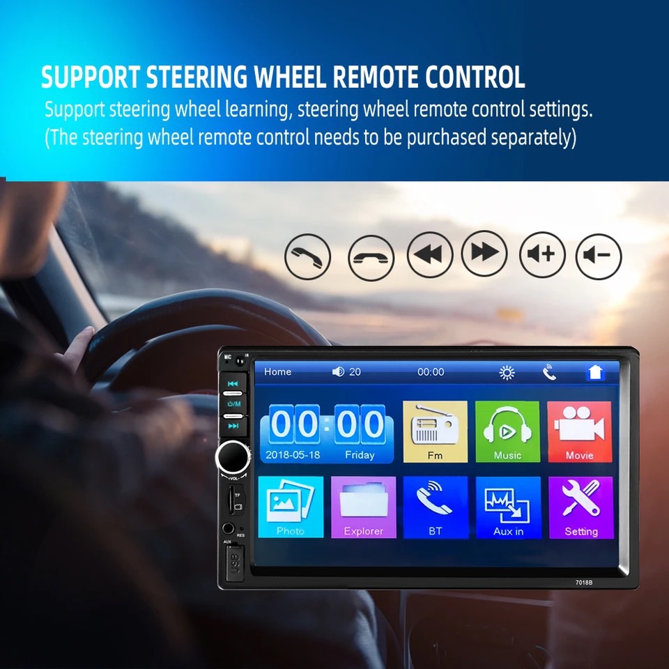 2din Stereo 7 Inch Acodo 7018b/7012b Car Radio 2 DIN Touch Screen Multimedia Bluetooth USB/TF FM Radio Autoradio MP5 Player. 