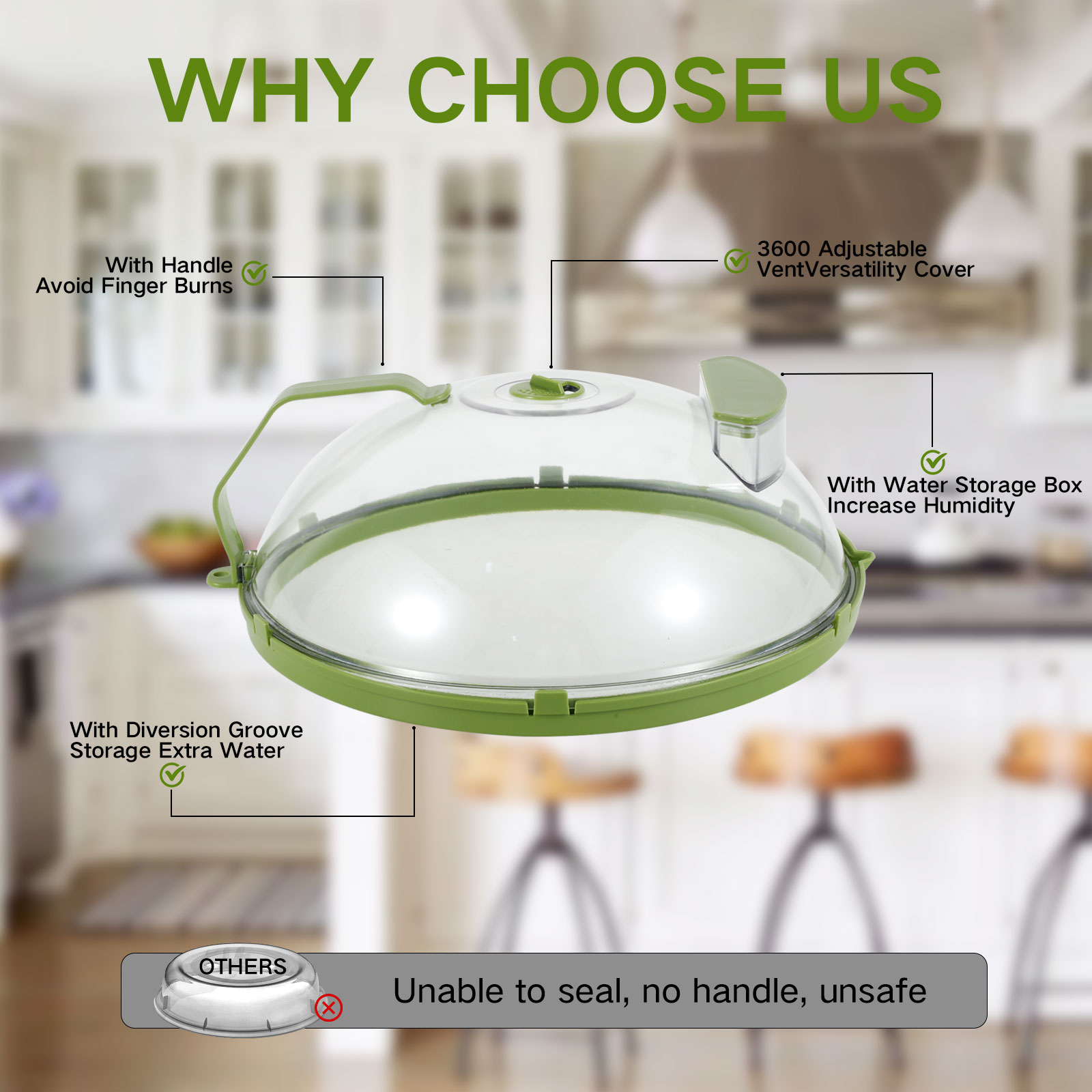 Microwave Cover Splatter-Proof Microwave Guard Cover Clear Microwave Plate Cover with Handle Kitchen Cooking Lid for Vegetables. 
