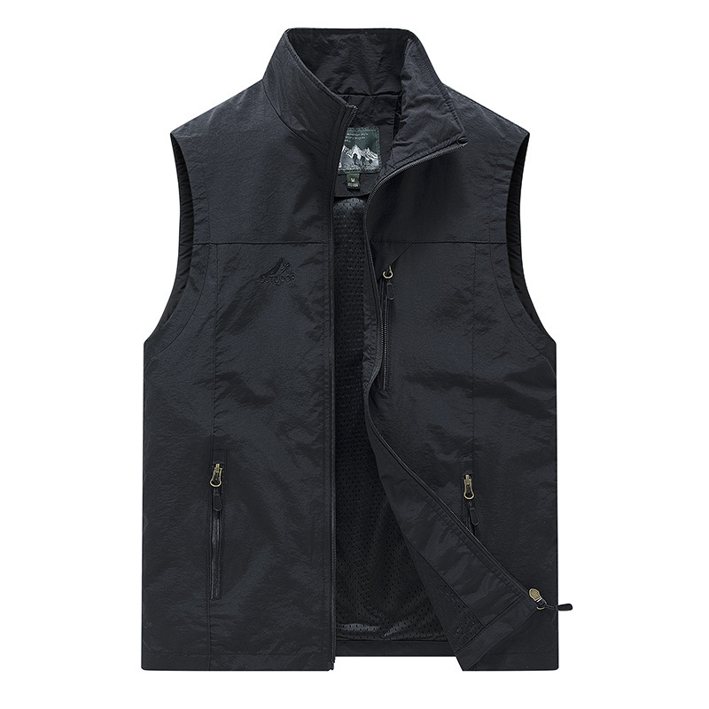 FGKKS Spring New Men Waistcoat Outdoor Leisure Solid Color Vest Young Middle-aged Photography Fishing Casual Vest Jacket Male. 