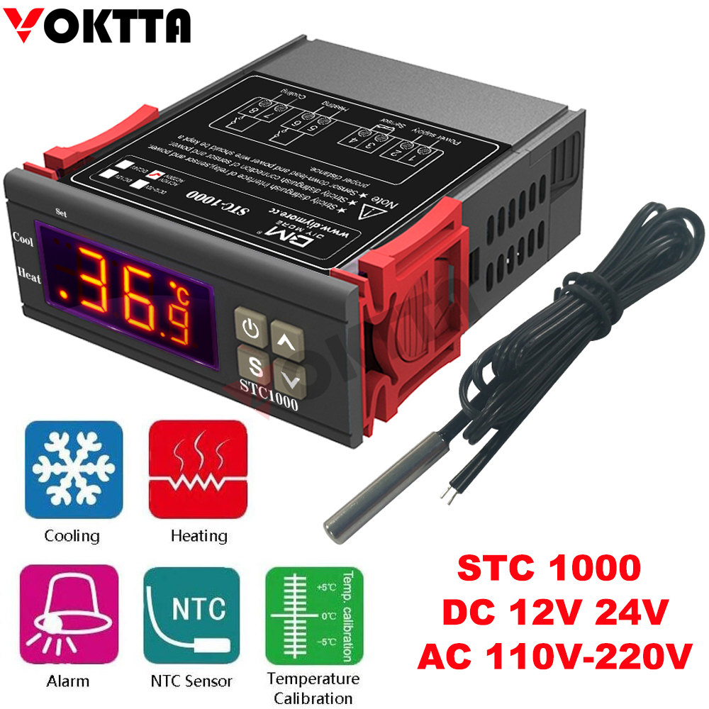 STC 1000 LED Digital Thermostat for Incubator Temperature Controller Thermoregulator Relay Heating Cooling DC 12V 24V 110-220V
