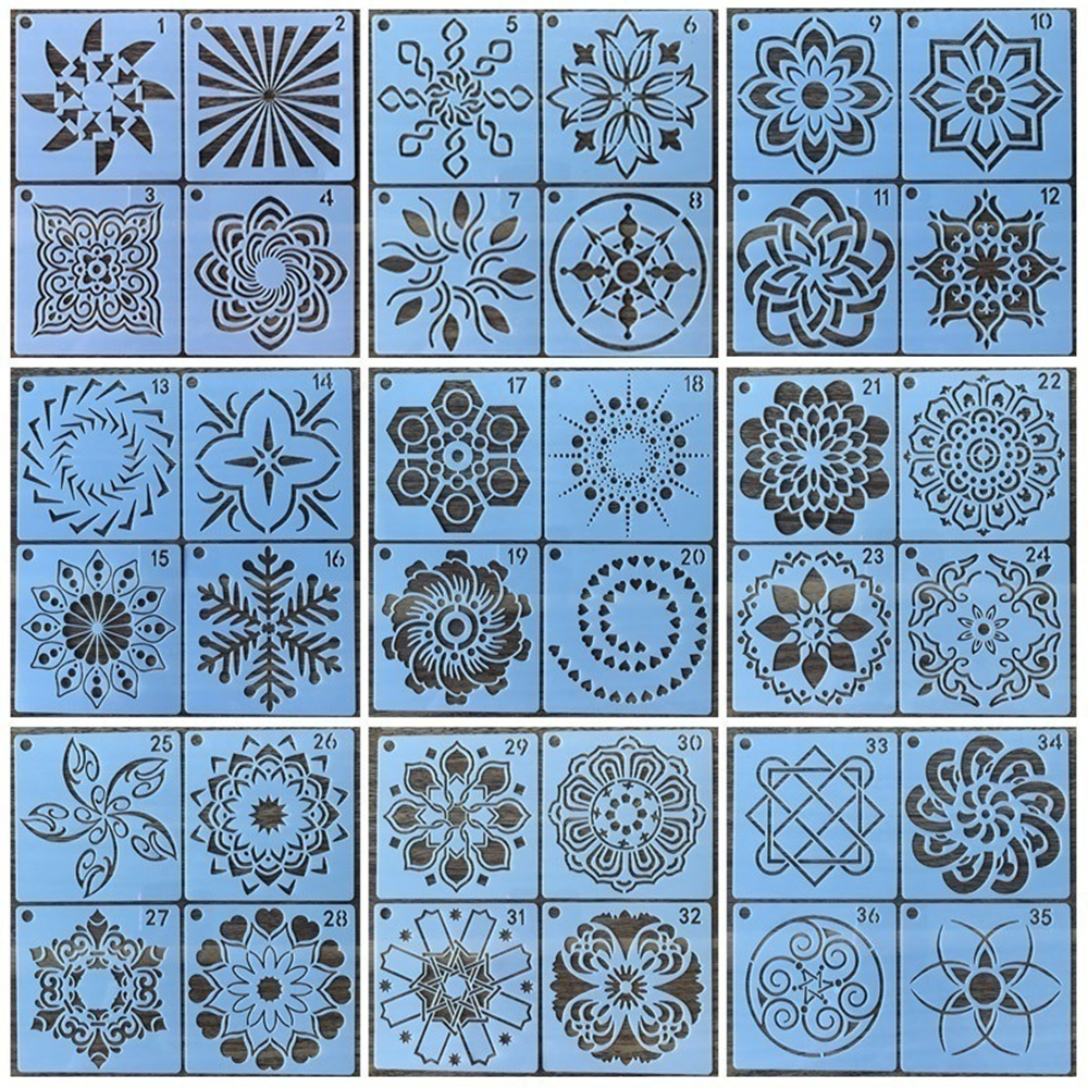 STONEGO Mandala Stencils DIY Home Decoration Drawing Laser Cut Template Wall Stencil Painting for Wood Tiles Fabric. 