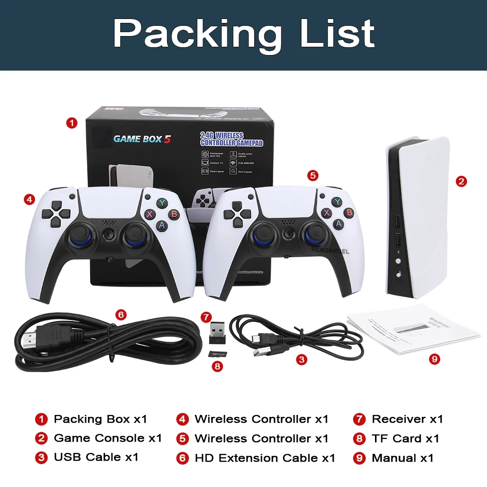 New Arrival GB-5 Retro Video Game Console TV Game Box 5 HD-out Bulit-in 50000 Games Simulator for PSP/PS1/N64/NAOMI/ARcade. 