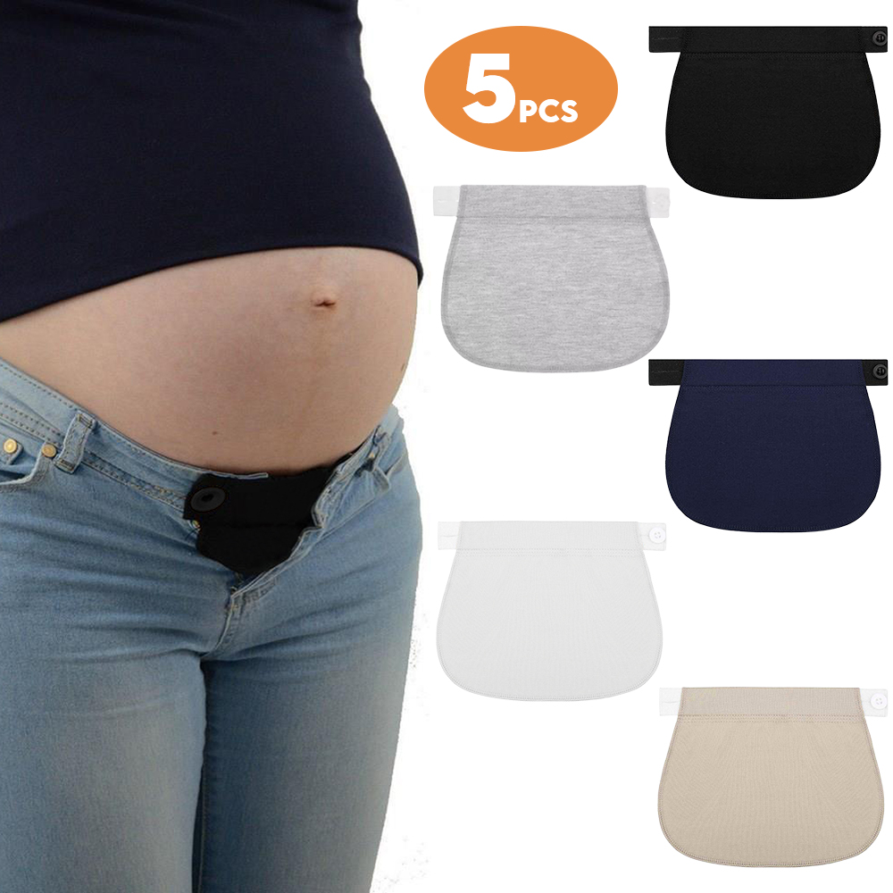 5Pcs Pregnancy Adjustable Extender Waist Band Pants Jeans Elastic Waistband Belt with Extend Button Garment Accessories Daraz.lk