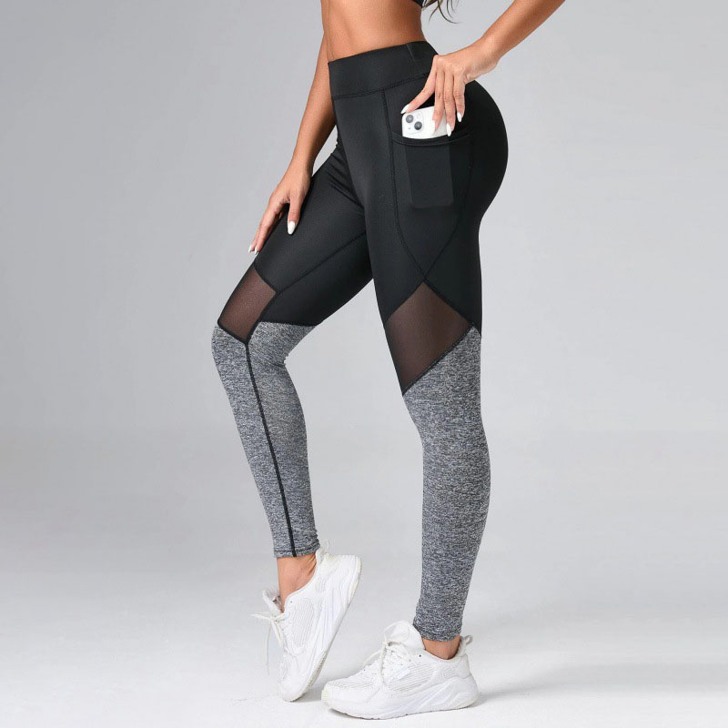 Seamless Sexy Mesh Spliced Leggings Women with Pocket Leggings High Waist Push Up Butt Gym Trainning Fashion Slim Yoga Tights