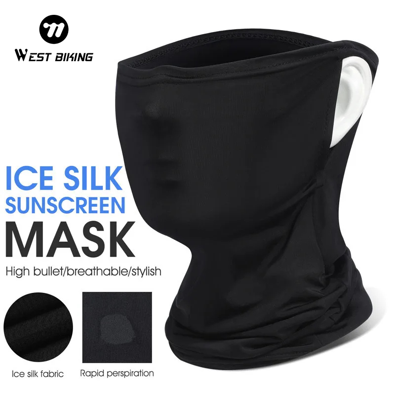 WEST BIKING Breathable Summer Cycling Headwear Ice Silk Anti UV Face Cover Outdoor Sport Running Scarf Dustproof Men Women Mask