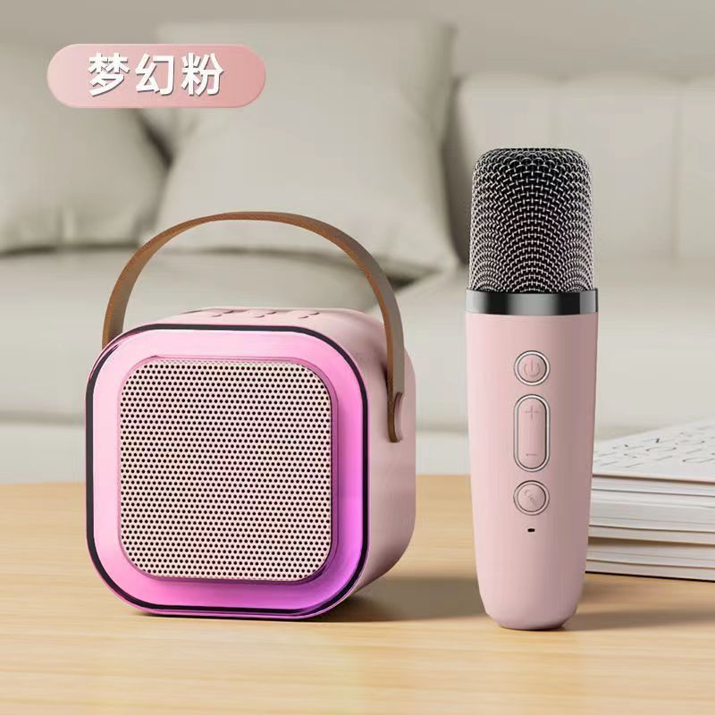 K12 Mini Karaoke Machine With Wireless Microphone, Portable Wirrless Speaker With Party Lights Speaker Bluet. 