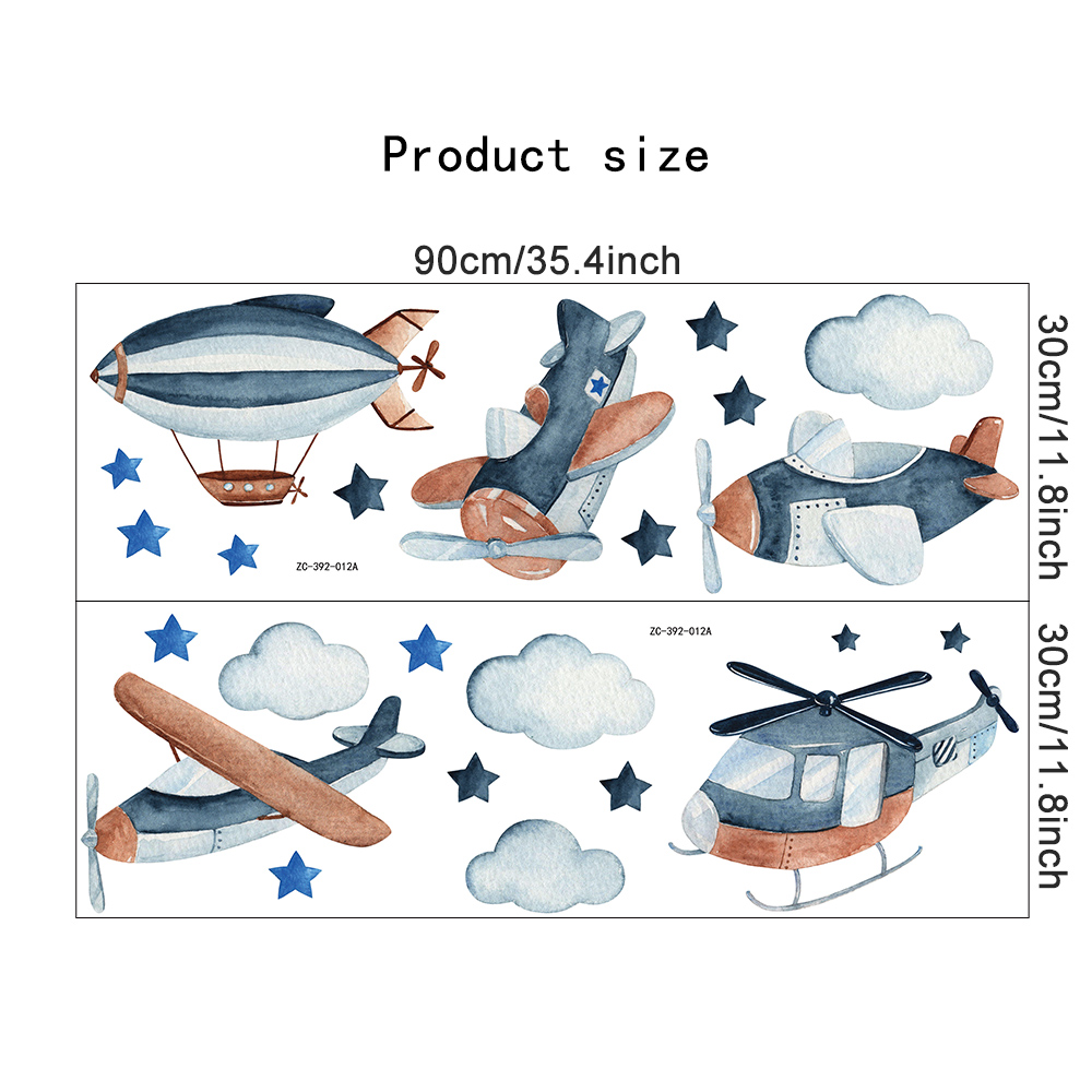 Cartoon Hot Air Balloon Wall Stickers for Boys Kids Baby Room Nursery ...