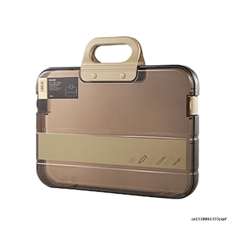 Portable File Box Plastic Transparent Pencil Case A4 Folder with Lock ...