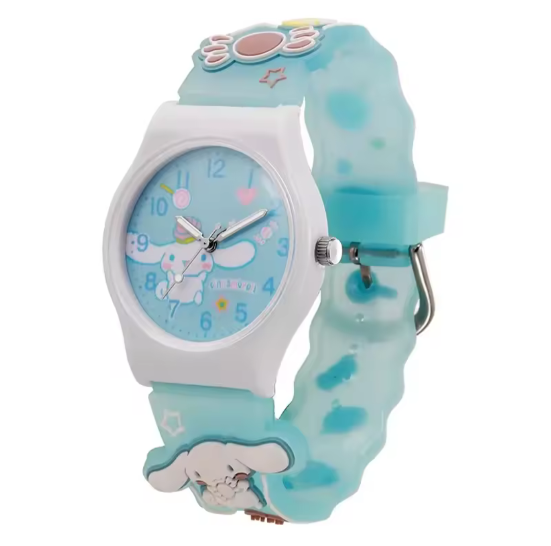 3D Sanrio Hello KittyMy Melody Cinnamon Roll Wrist Anime Kids Watch 3D Student silica gel strap Quartz Watch. 