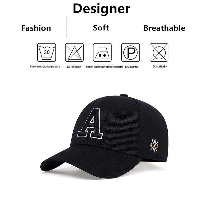 Unisex A Letter Side Ar Embroidery Baseball Caps Spring and Autumn Outdoor Adjustable Casual Hats Sunscreen Hat. 