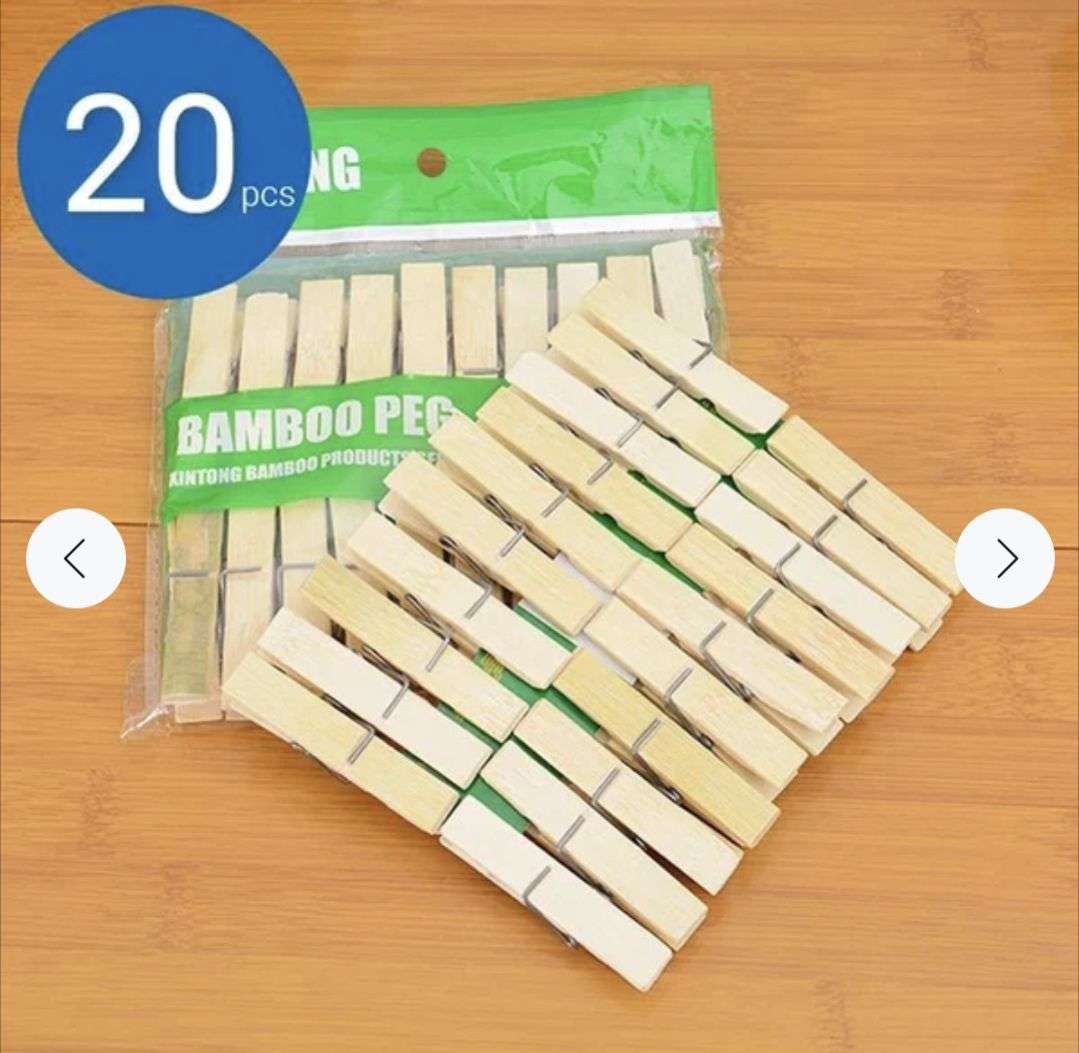 20Pcs Natural Bamboo Clothes Peg Wooden Socks Bed Sheet Wind-Proof Pins  Clothespins Craft Clips Household Tools Home Accessories