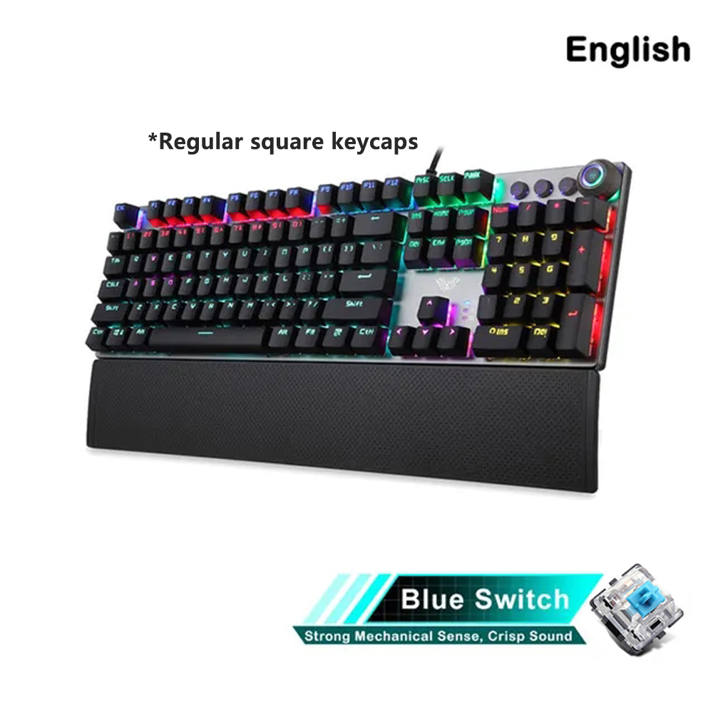 AULA F2088 Mechanical Gamer Keyboard Punk Keycap Retro 104Keys Multimedia Knob RGB Backlit Wired Anti-ghosting Gaming Keyboard. 
