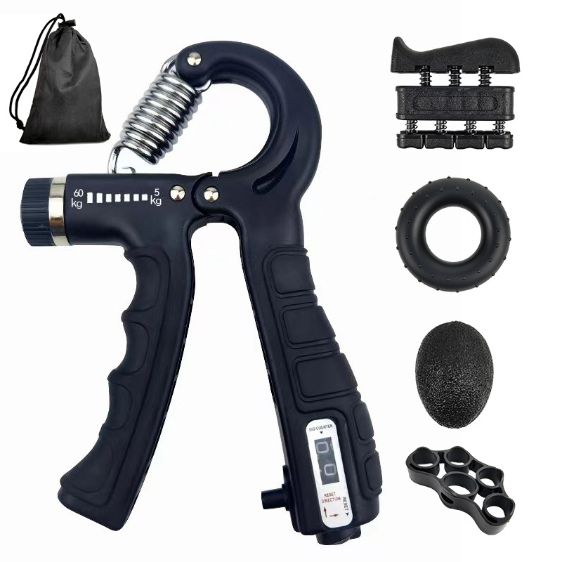 5-60kg Adjustable Hand Grip Strength Strengthener Trainer Full Set With ...
