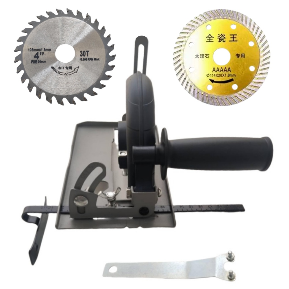 100/115/125mm Angle Grinder, Quick Install Cutting Machine Slotting Base 45° Adjustable Cutting Depth Positioning Bracket. 