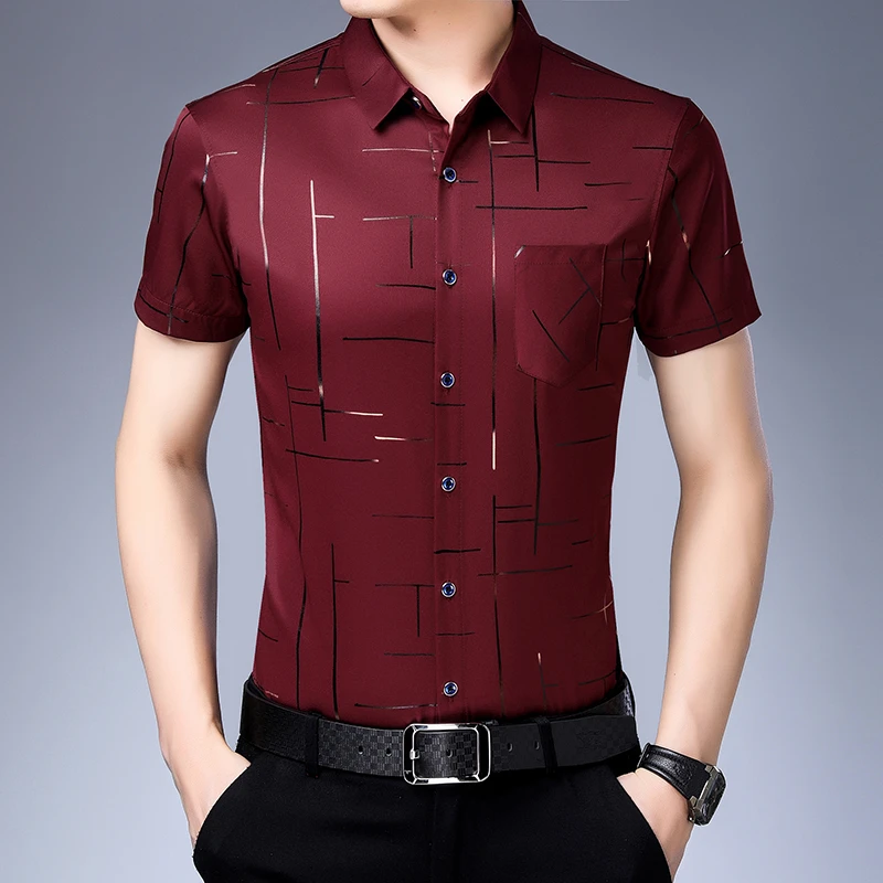 New Men's Business Casual Short Sleeved Shirt No Iron and Wrinkle Resistant Top. 