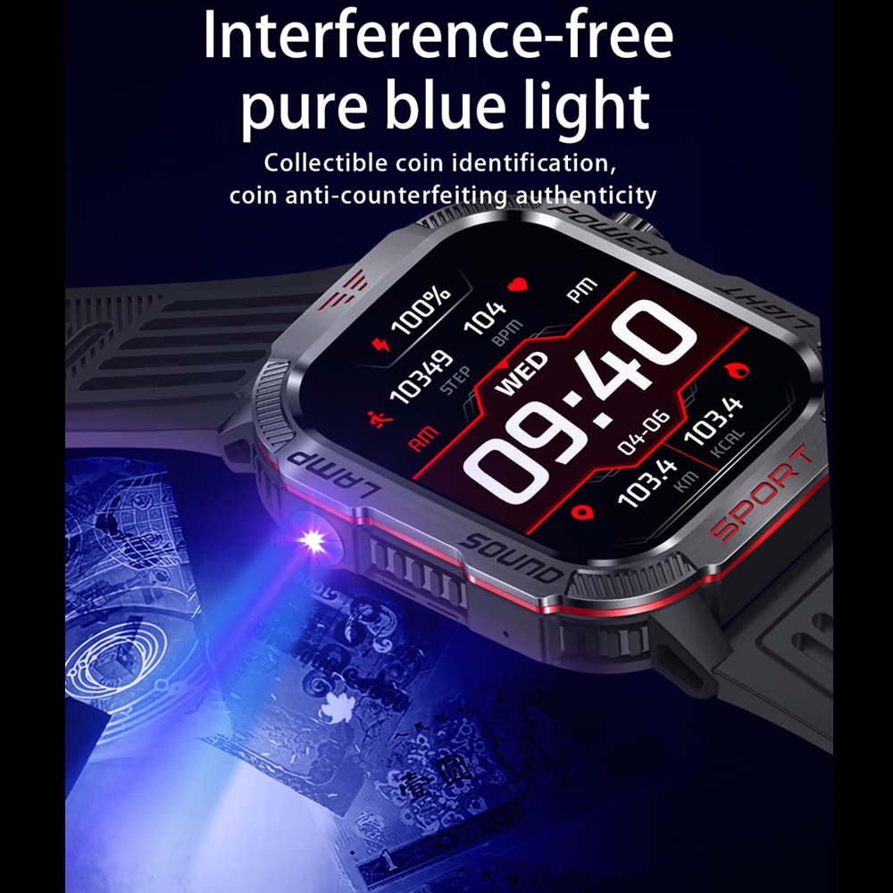 ChiBear 2024 New Men's Outdoor Military Compass GPS Smartwatch Flashlight 600 mAh 100+ Sport Mode Smart Watch For Huawei xiaomi. 