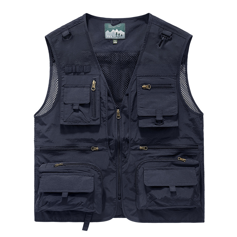 FGKKS 2023 Outdoor Leisure Vest Men's New Multi-Pocket Breathable Outdoor Sports Coat High-Quality Design Leisure Vest Men. 