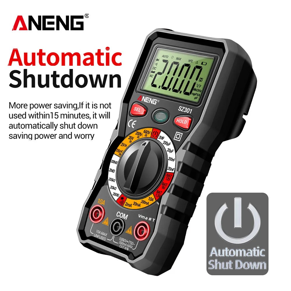 ANENG SZ301 Digital Multimeter AC/DC Votage Current Automatic Tester Electrical Resistance Ohm Ammeter Capacitance Meter. 