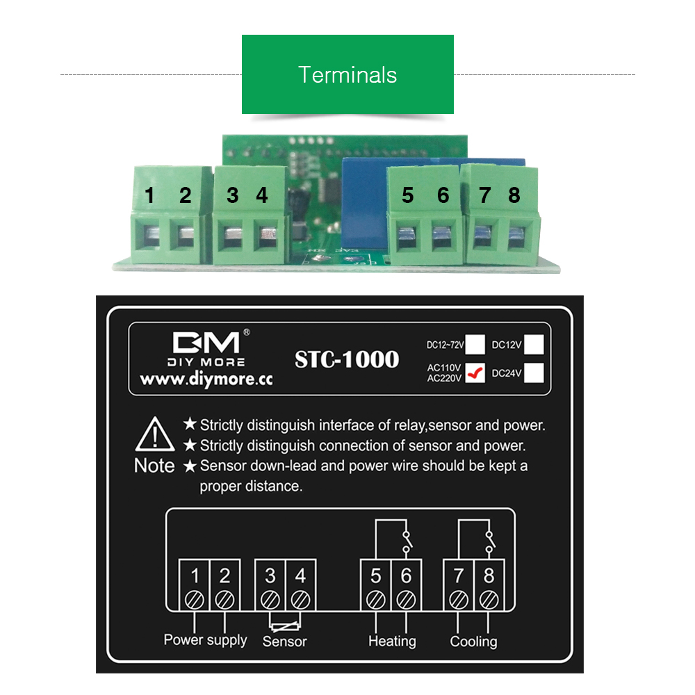 STC 1000 LED Digital Thermostat for Incubator Temperature Controller Thermoregulator Relay Heating Cooling DC 12V 24V 110-220V. 