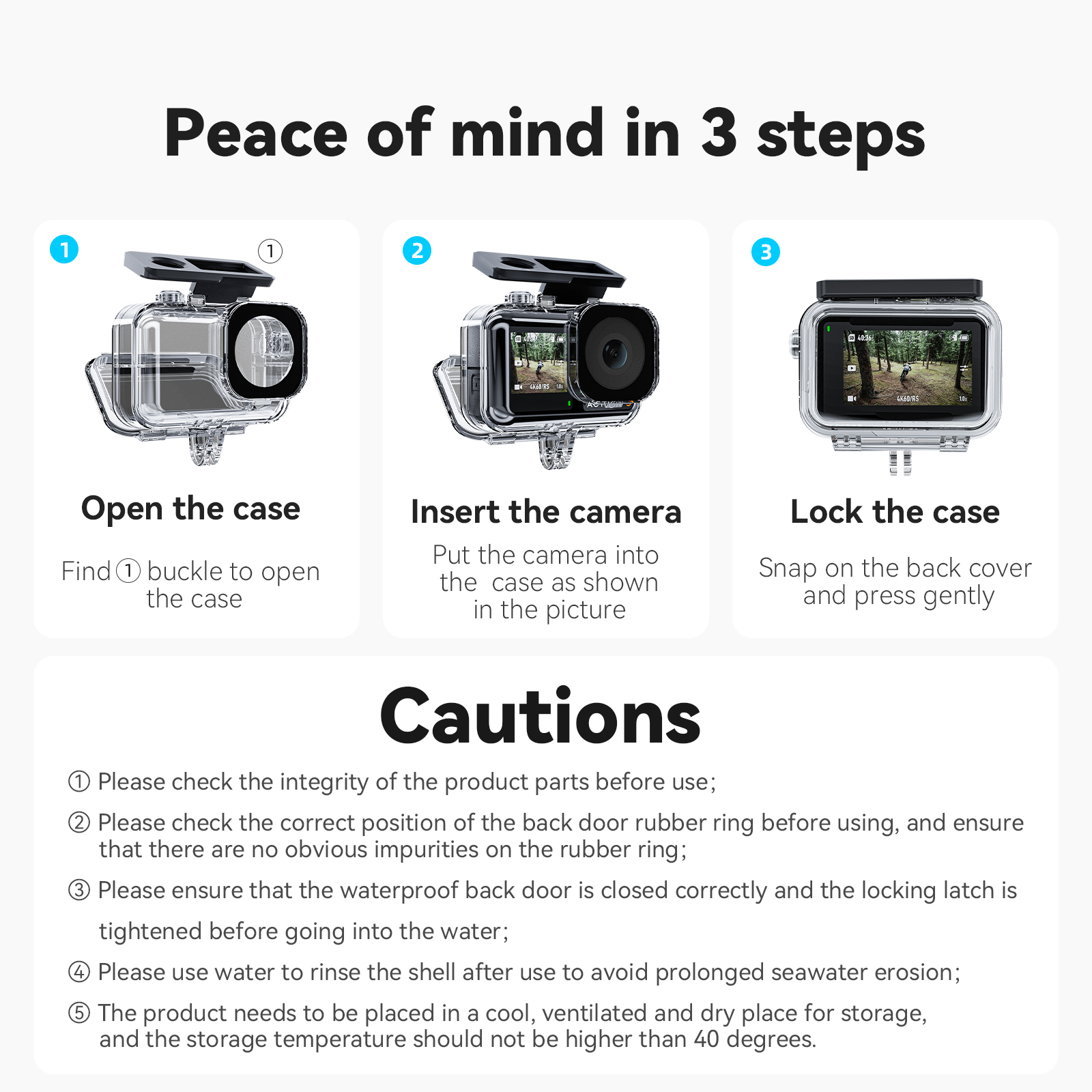 TELESIN 45M Waterproof Housing Case For DJI OSMO Action 3 4 5Pro Underwater Diving Case High Strength Protector Cover. 
