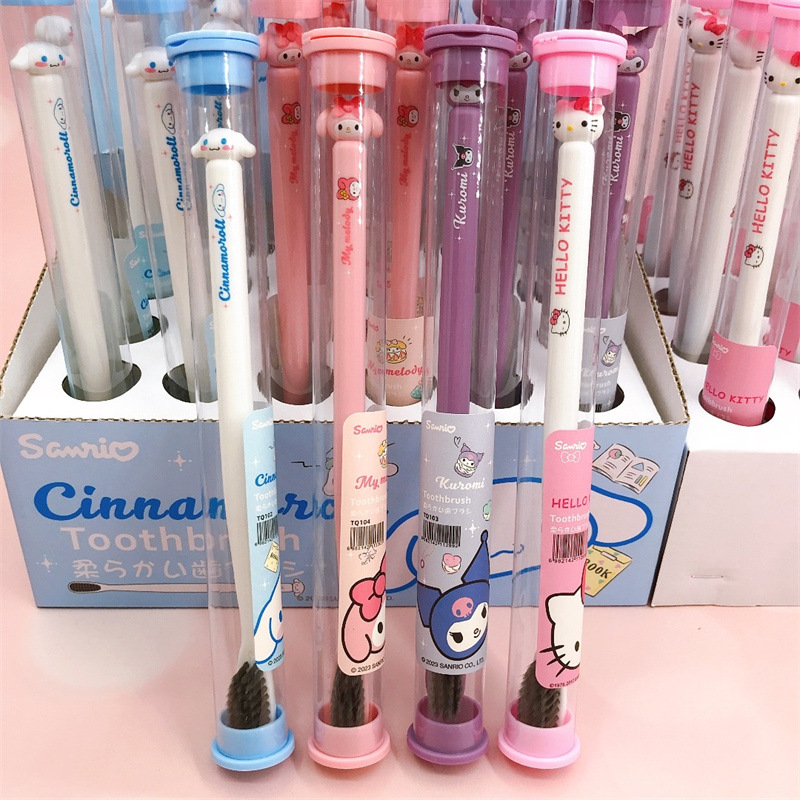 Sanrio Toothbrush Anime Hello Kitty My Melody Kuromi Cinnamoroll Cartoon Student Adult Household Toothbrush Cleaning Gifts. 