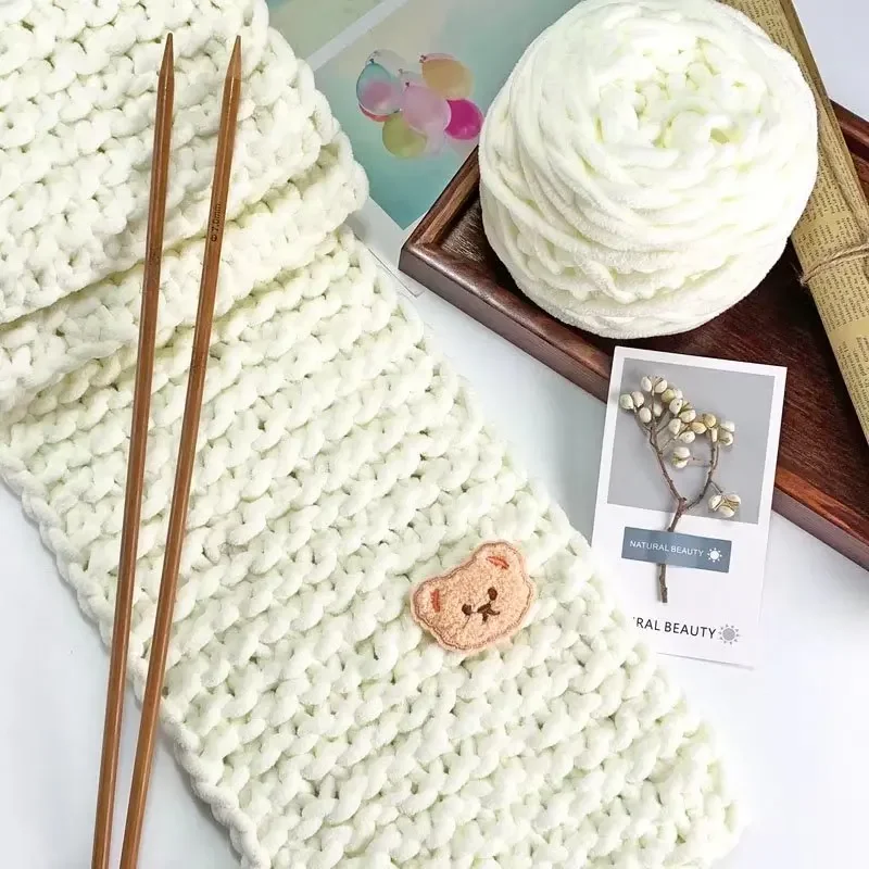 100g/ball Chenille Knitting Yarn Soft Ice Strip Line Cotton Yarn DIY Wool Yarn for Hand Knitting Scarf Thick Wool Wholesale. 